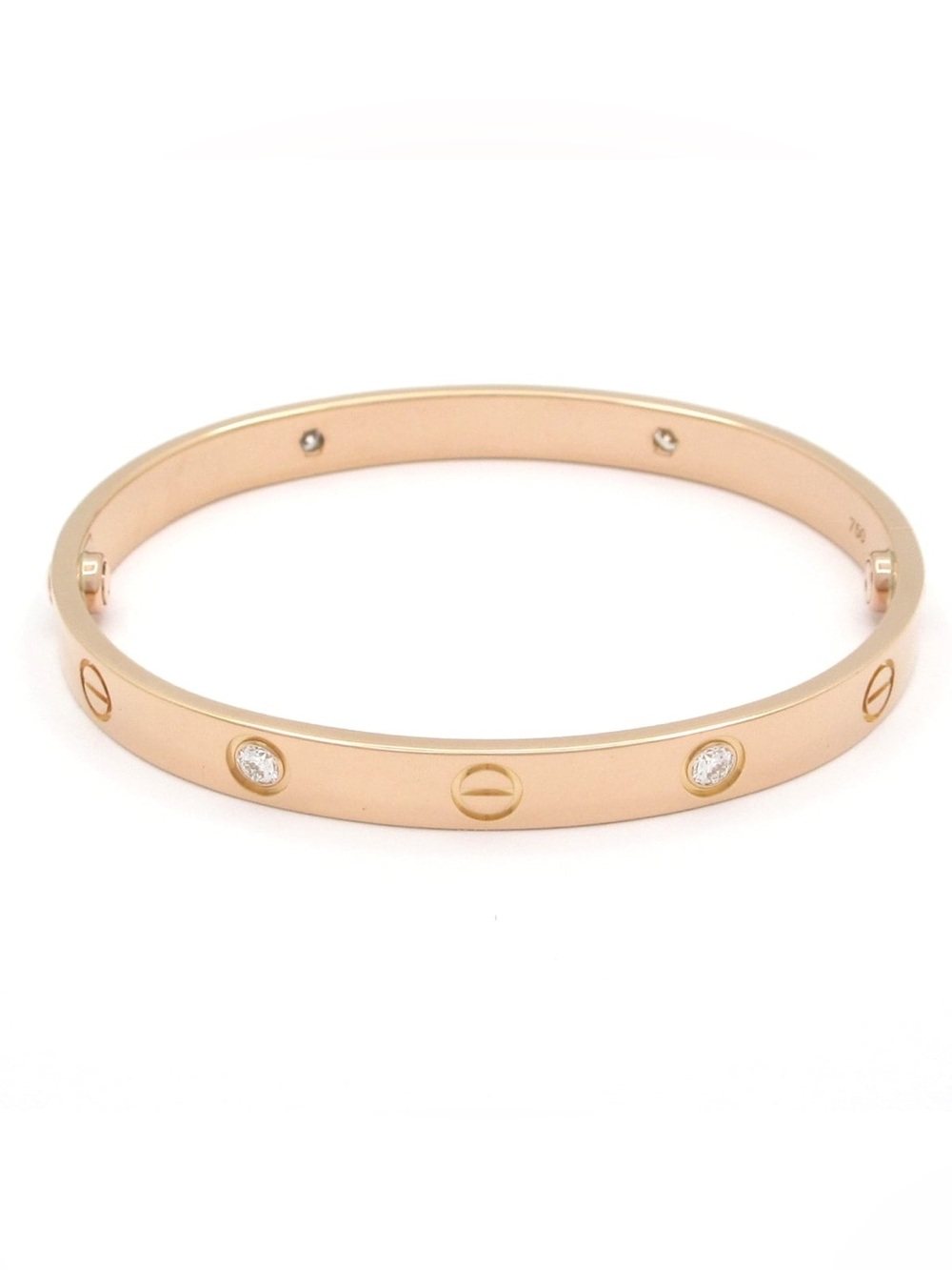 Authentic CARTIER LOVE collection rose gold 4 diamond bracelet size 17 CLASSIC